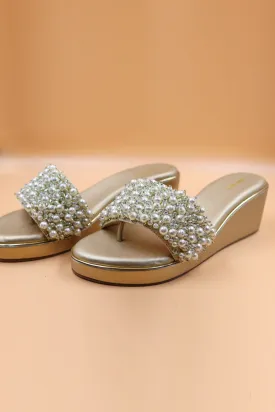 Gold Bead Thread Work Wedges