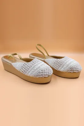 Gold Rexine Thread Work Wedges