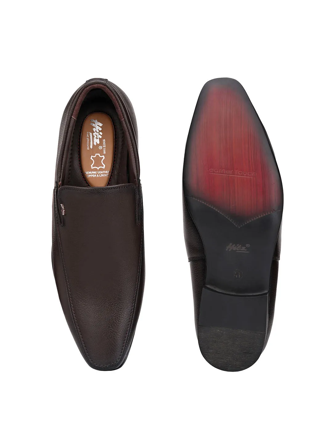 Hitz Men's Brown Synthetic Slip-On Formal Shoes