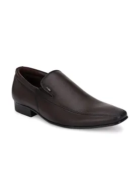 Hitz Men's Brown Synthetic Slip-On Formal Shoes