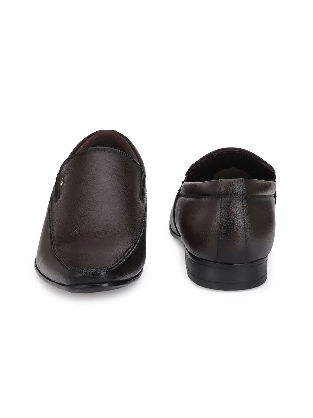 Hitz Men's Brown Synthetic Slip-On Formal Shoes