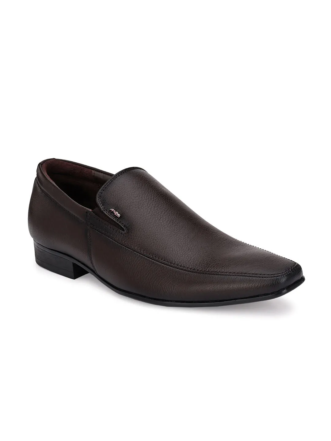 Hitz Men's Brown Synthetic Slip-On Formal Shoes