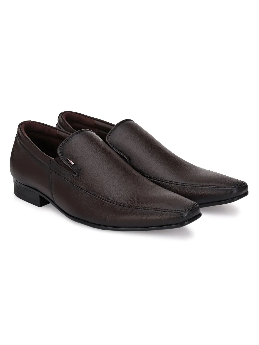 Hitz Men's Brown Synthetic Slip-On Formal Shoes