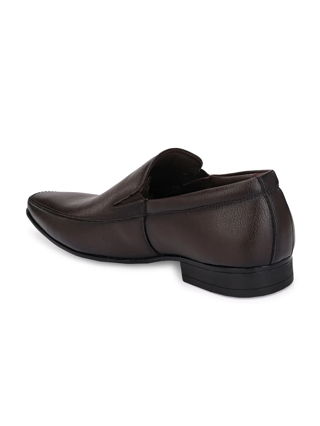 Hitz Men's Brown Synthetic Slip-On Formal Shoes