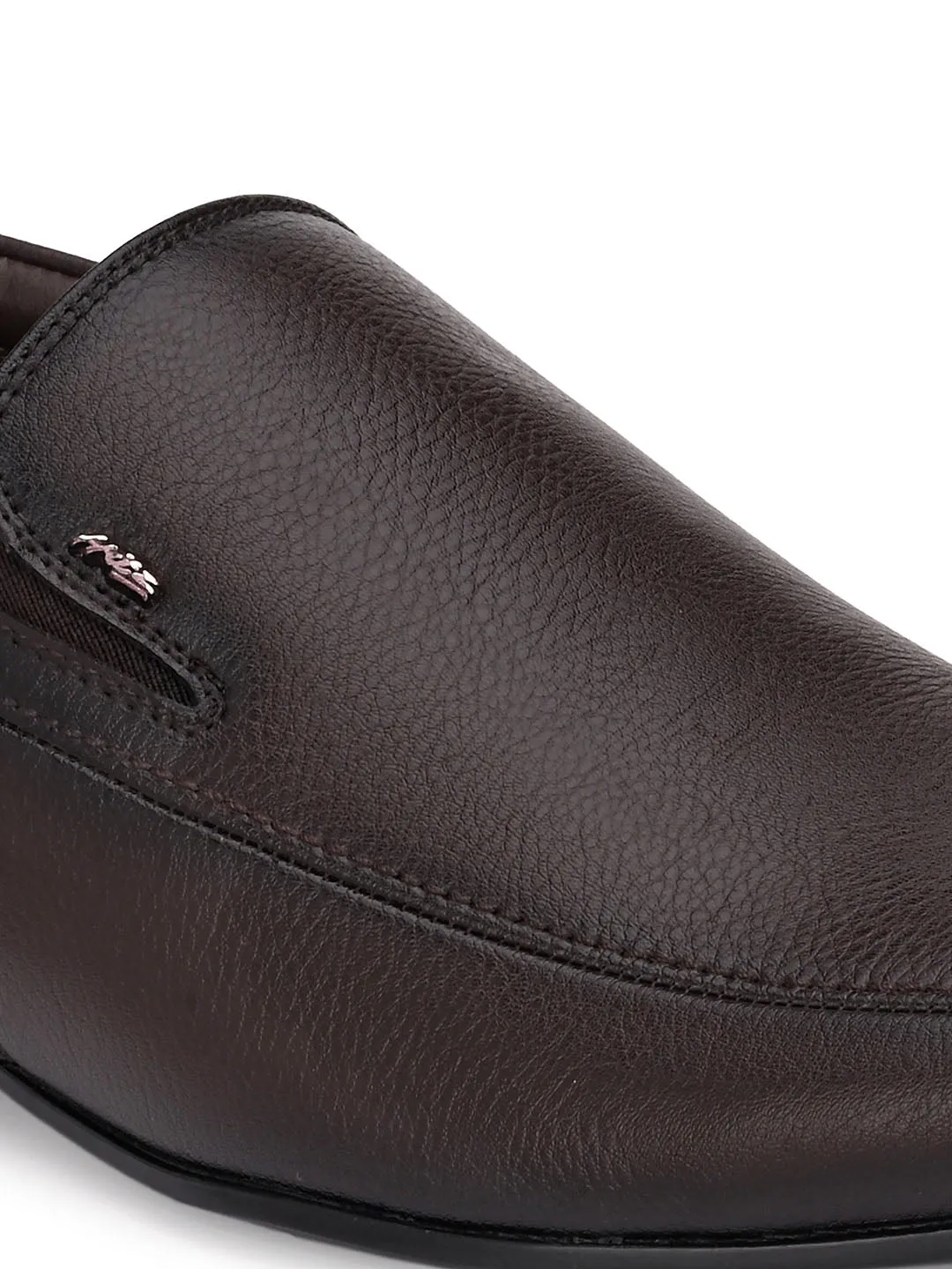 Hitz Men's Brown Synthetic Slip-On Formal Shoes