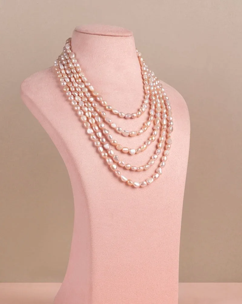 Layered Pink Baroque Necklace