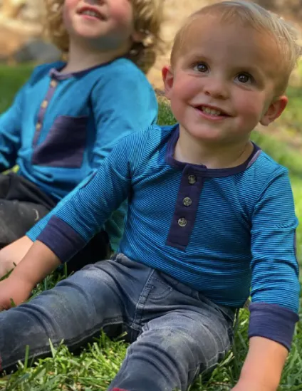 Me & Henry - Baby Stripe Henley in Blue