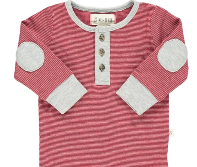 Me & Henry - Baby Stripe Henley in Red