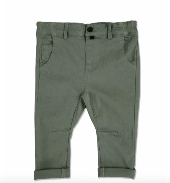 Me & Henry - Baby Woven Pants in Olive Green (Size 18-24mo)