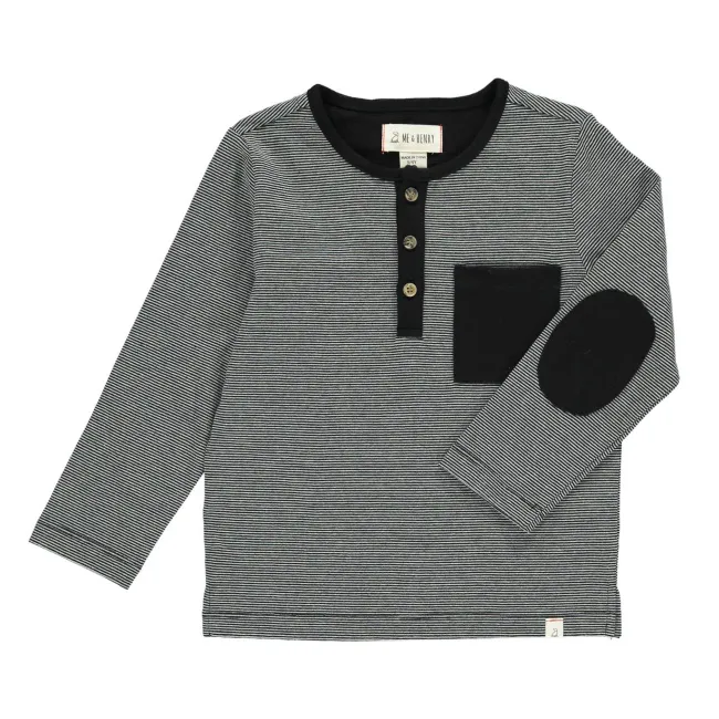 Me & Henry - Boys Stripe Henley in Black