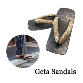 Men's Wooden Geta Sandals : Black sole and Brown
