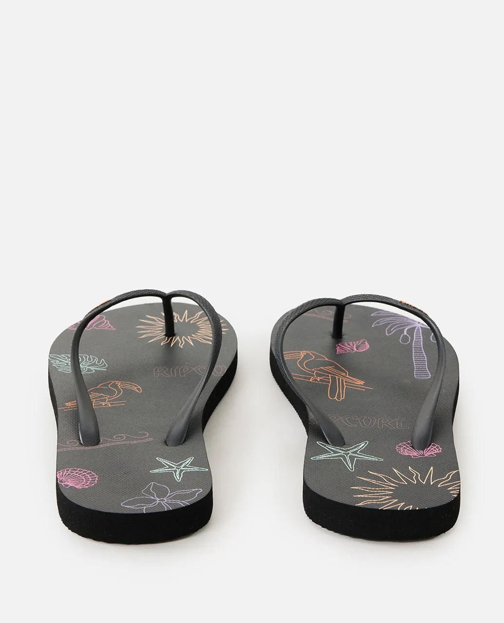 Mixed Bloom Open Toe - Washed Black