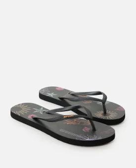 Mixed Bloom Open Toe - Washed Black