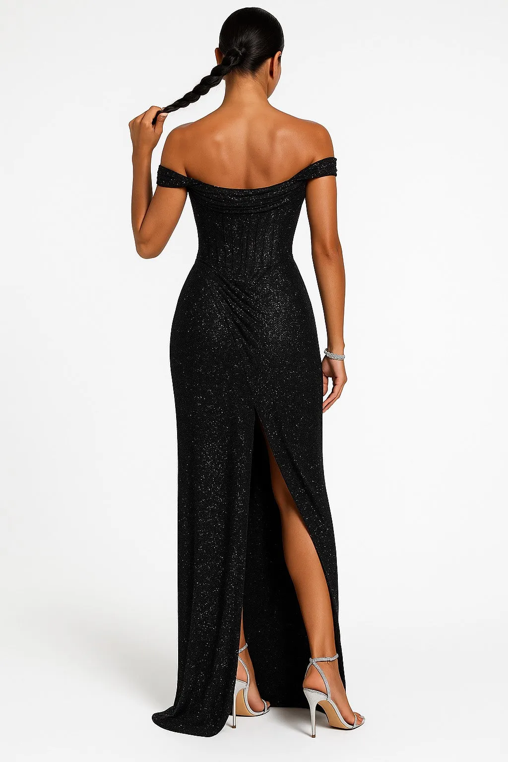 Modestique london | Off-shoulder Glitterdress
