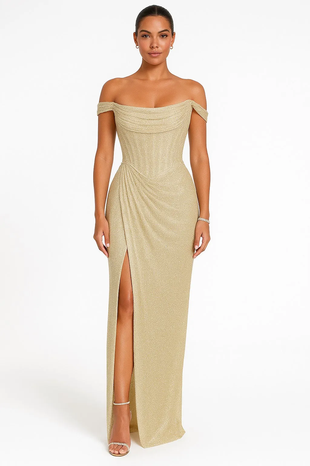 Modestique london | Off-shoulder Glitterdress