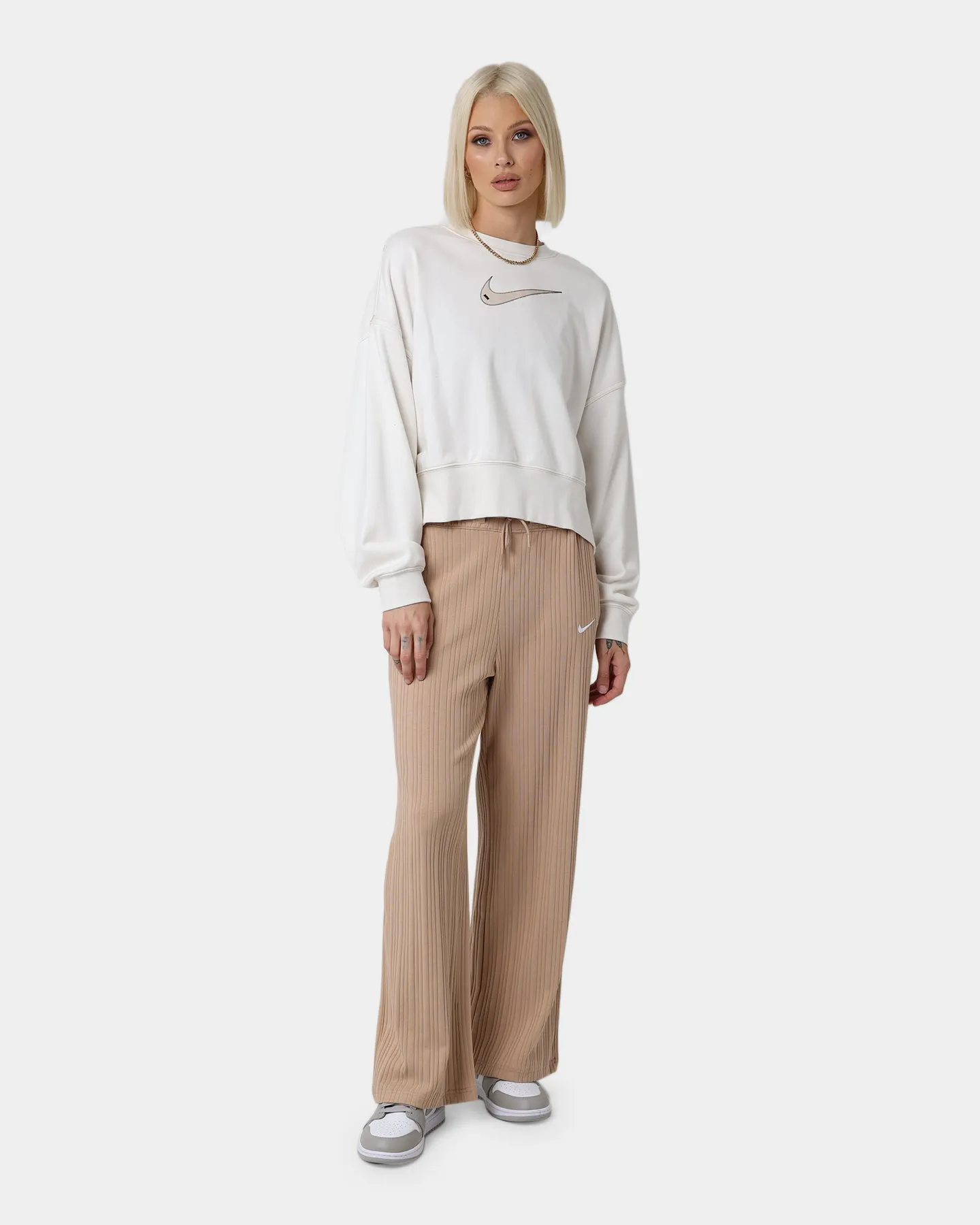 Nike Women's Sportswear Jersey Rib Wide Leg Pants Hemp