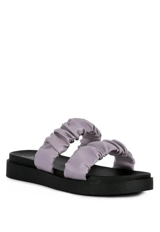 RAG & Co. Faux Leather Ruched Strap Platform Sandals, 3 Colors