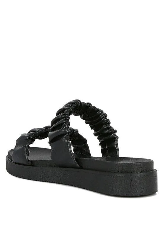 RAG & Co. Faux Leather Ruched Strap Platform Sandals, 3 Colors