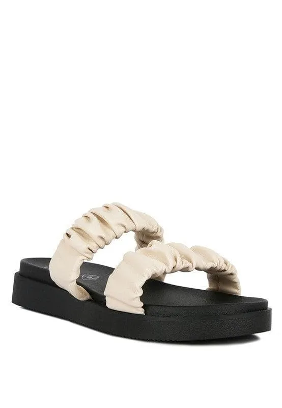 RAG & Co. Faux Leather Ruched Strap Platform Sandals, 3 Colors