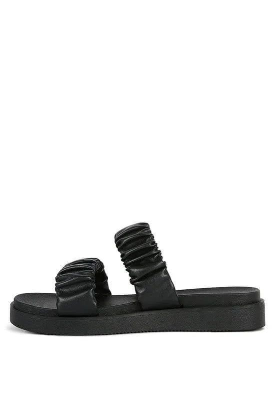 RAG & Co. Faux Leather Ruched Strap Platform Sandals, 3 Colors
