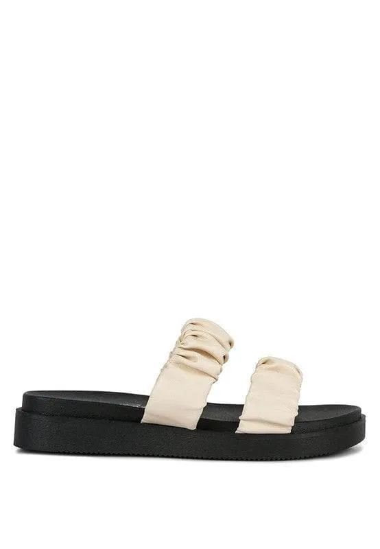 RAG & Co. Faux Leather Ruched Strap Platform Sandals, 3 Colors