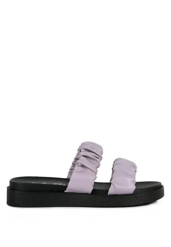 RAG & Co. Faux Leather Ruched Strap Platform Sandals, 3 Colors