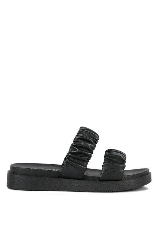 RAG & Co. Faux Leather Ruched Strap Platform Sandals, 3 Colors