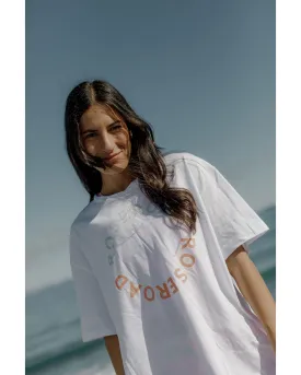 Rose Road Arizona Tee - White with Seafoam Circular Print