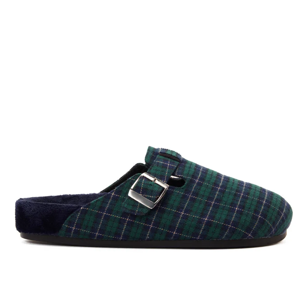 Snuggs Clogs Dark Blue x Green Checkered