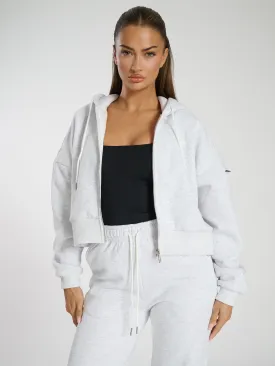 The 'Slouch' cropped funnel neck zip up sweat in grey