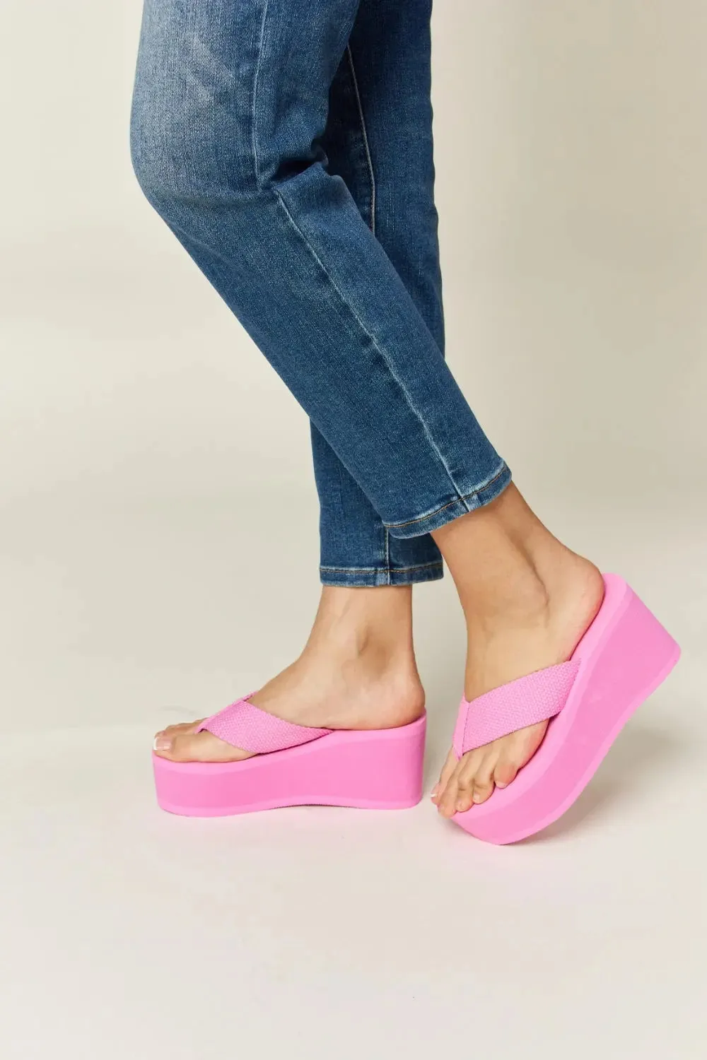 WILD DIVA Open Toe Platform Wedge Sandals