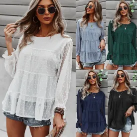 Women Round Collar Leisure Blouse