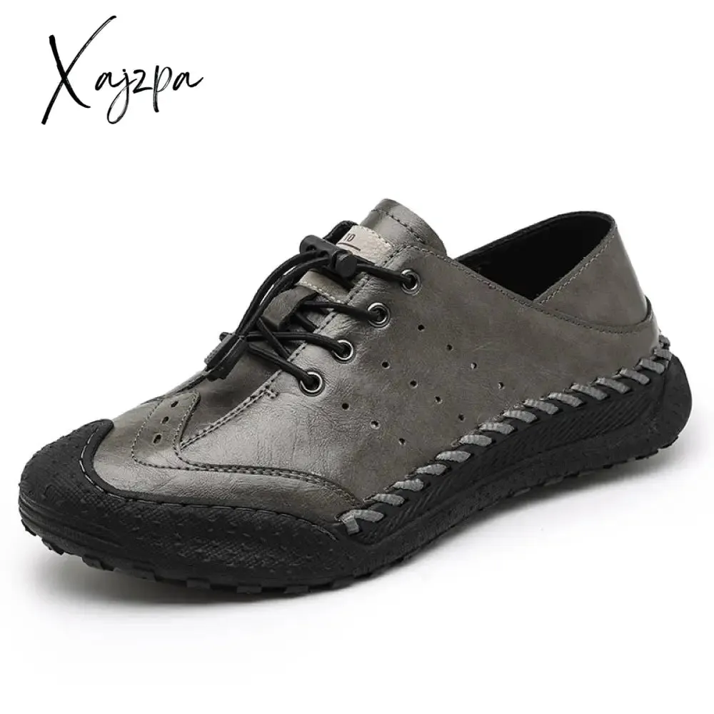 Xajzpa - Loafers Genuine Leather Men's Casual Shoes Retro Outdoor Trekking Shoes Leisure Men Footwear Classics Mocassins