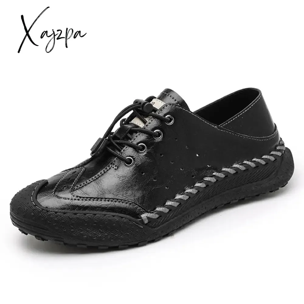 Xajzpa - Loafers Genuine Leather Men's Casual Shoes Retro Outdoor Trekking Shoes Leisure Men Footwear Classics Mocassins
