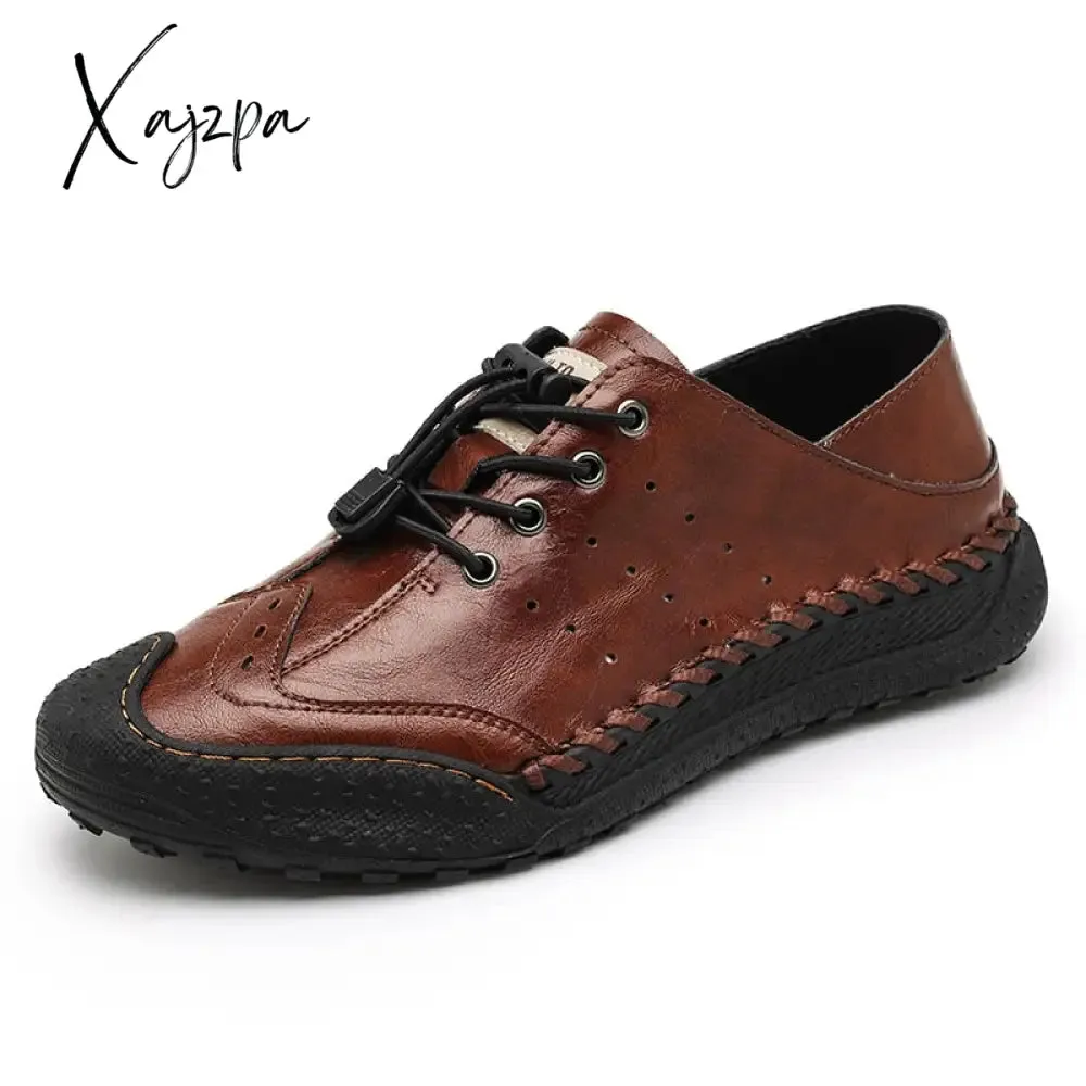 Xajzpa - Loafers Genuine Leather Men's Casual Shoes Retro Outdoor Trekking Shoes Leisure Men Footwear Classics Mocassins