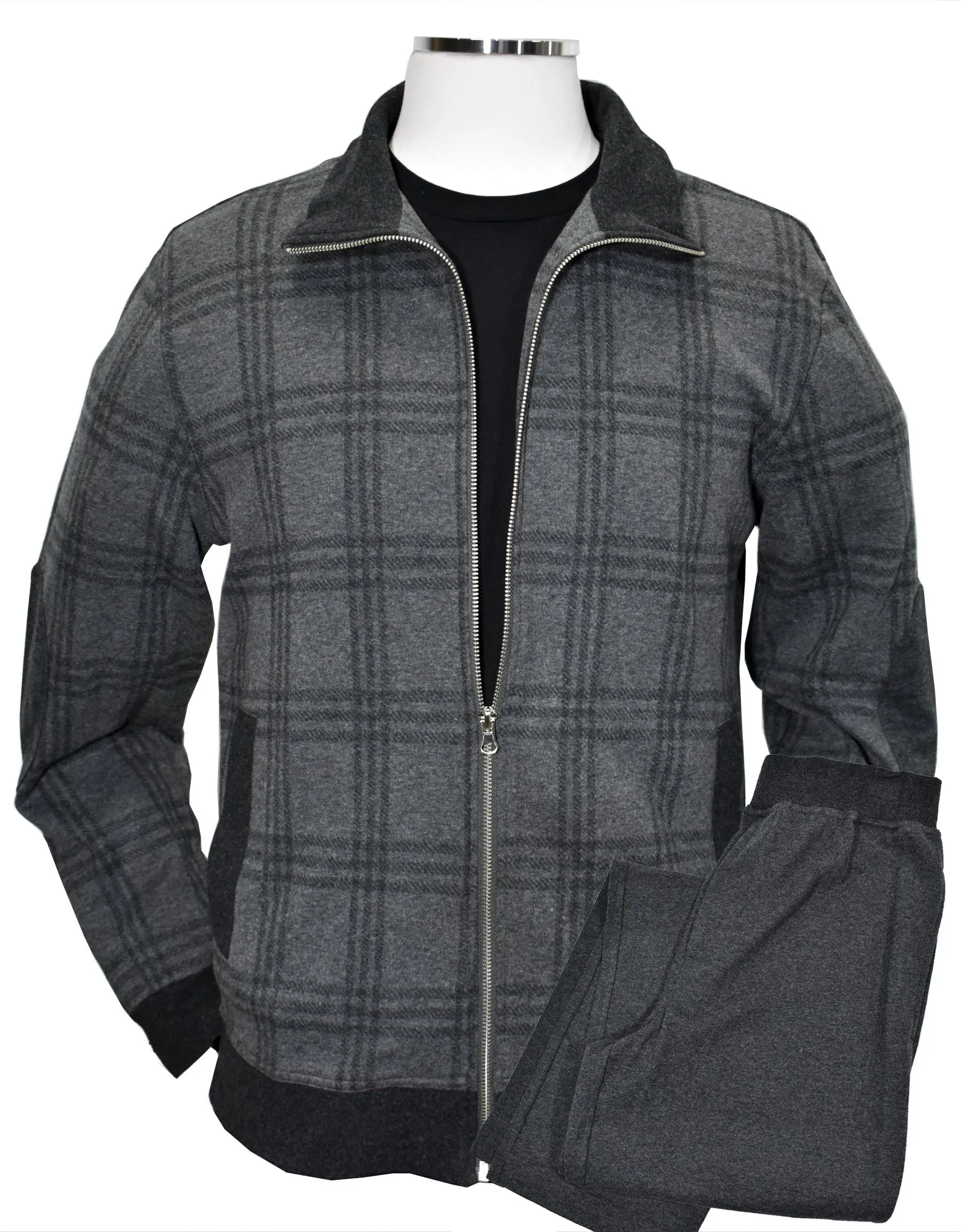 ZM1264 Charcoal Plaid Leisure Set